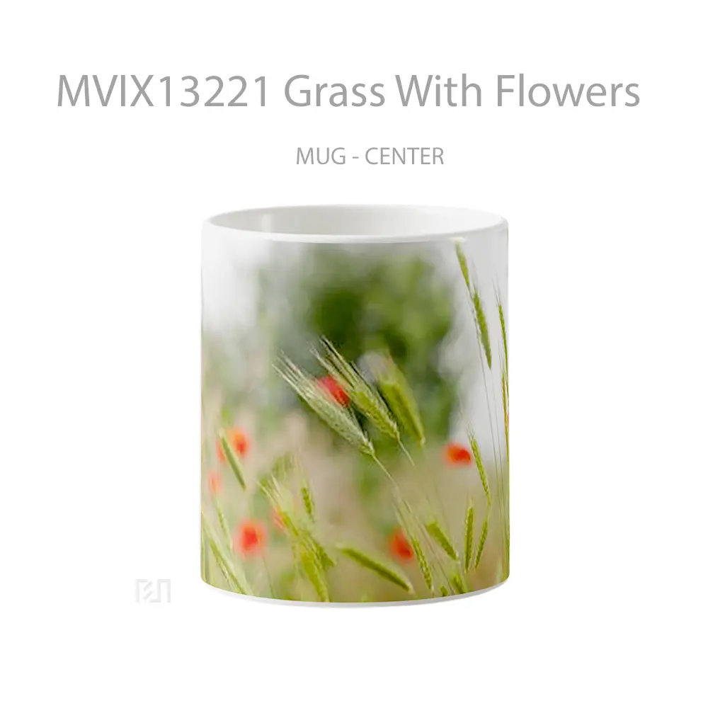 Mug Grass With Flowers Gelas Pemandangan Alam