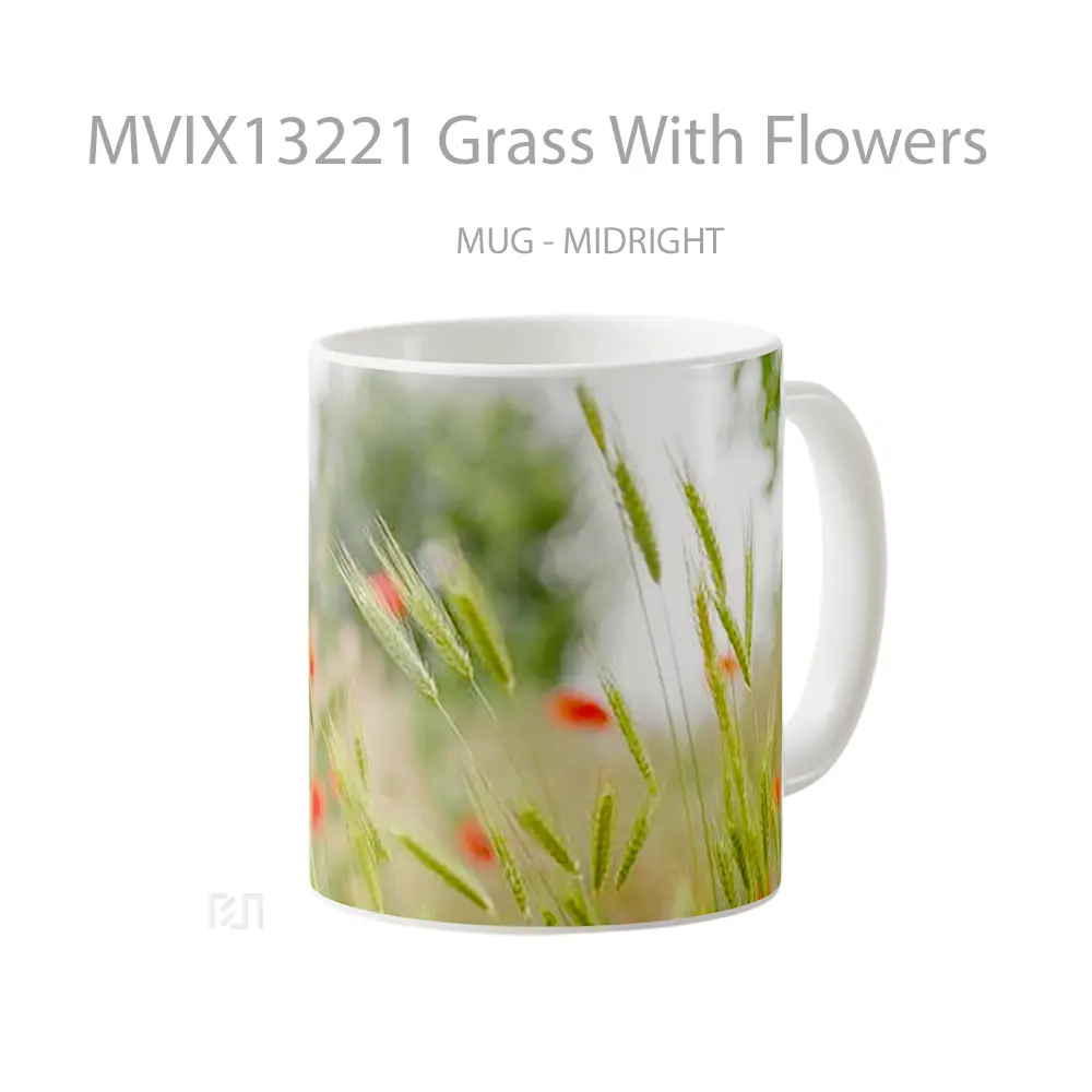 Mug Grass With Flowers Gelas Pemandangan Alam - All-side / Desain