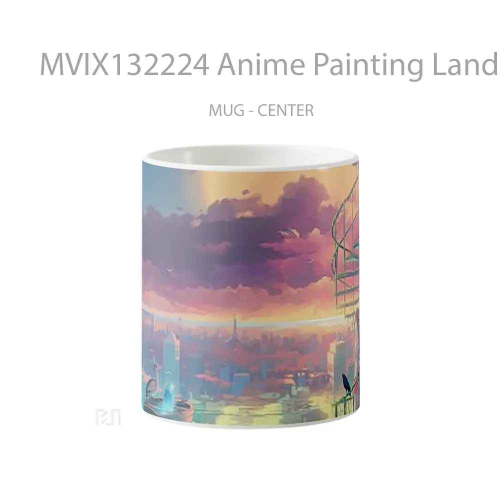 Mug Anime Painting Landscape With Girl Cangkir Anime