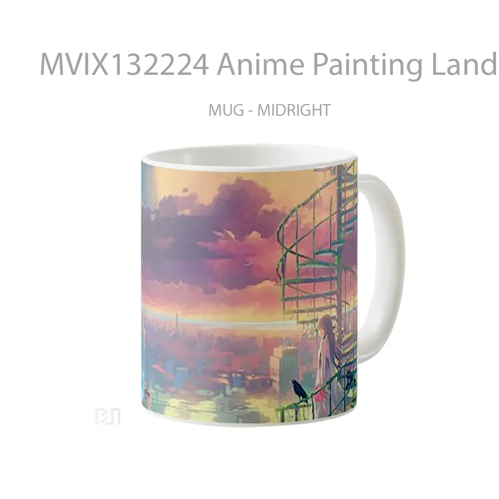Mug Anime Painting Landscape With Girl Cangkir Anime - All-side / Desain