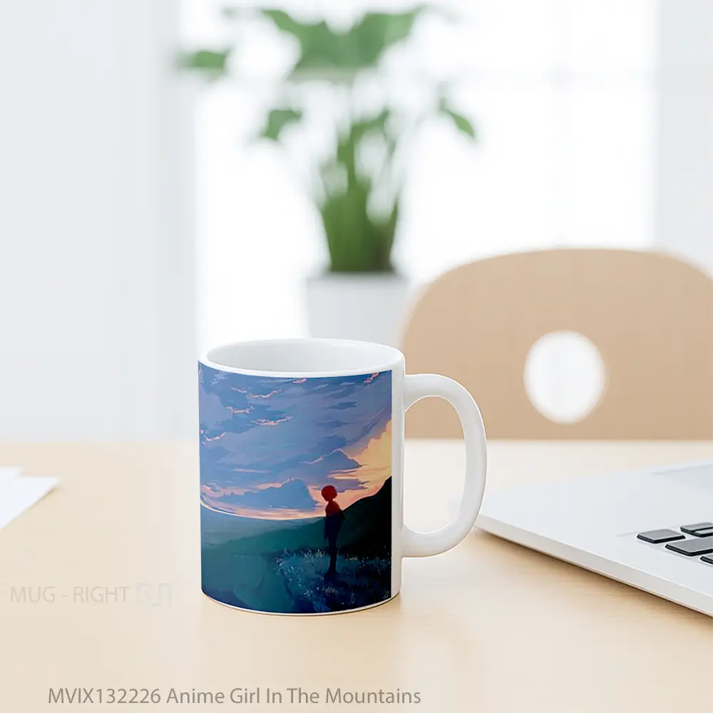 Mug Anime Girl In The Mountains Cangkir Anime - All-side / Desain