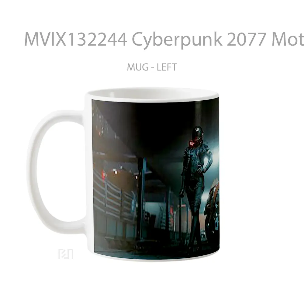 Mug Cyberpunk 2077 Motorcycle Girl Cangkir Gamer - All-side / Desain
