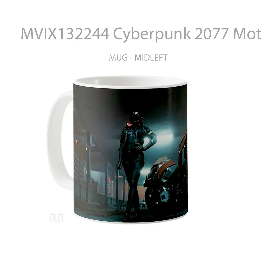 Mug Cyberpunk 2077 Motorcycle Girl Cangkir Gamer - All-side / Desain