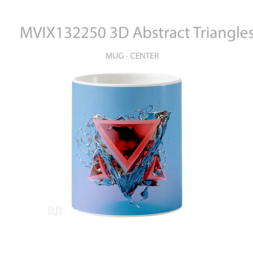 Mug 3D Abstract Triangles Gelas Seni Modern