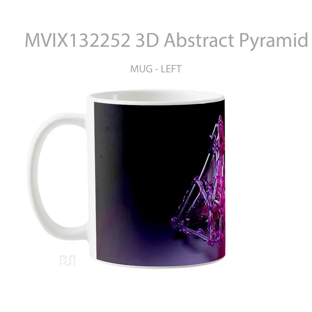 Mug 3D Abstract Pyramid Gelas Seni Modern - All-side / Desain