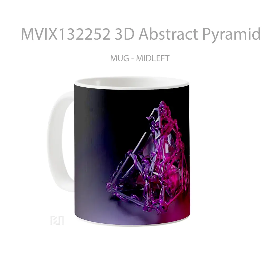 Mug 3D Abstract Pyramid Gelas Seni Modern - All-side / Desain