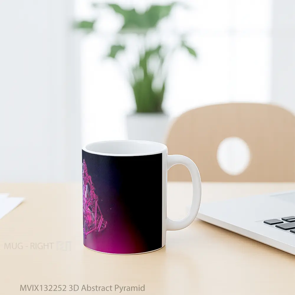 Mug 3D Abstract Pyramid Gelas Seni Modern - All-side / Desain
