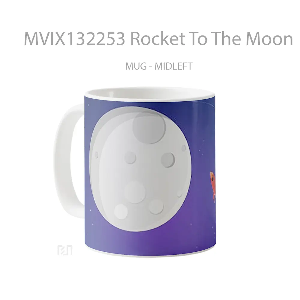 Mug Rocket To The Moon Gelas Astronomi - All-side / Desain
