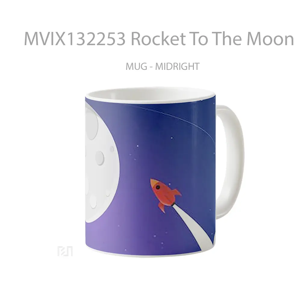 Mug Rocket To The Moon Gelas Astronomi - All-side / Desain