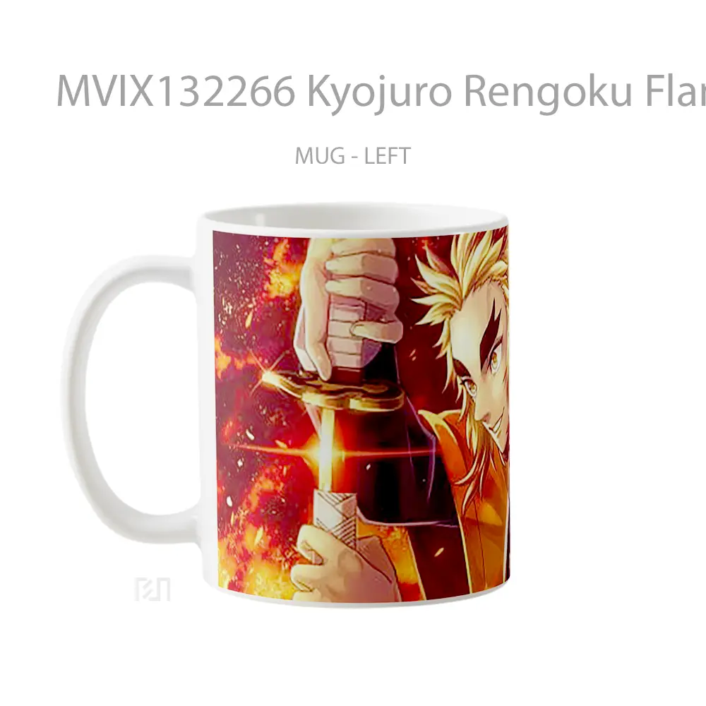 Mug Kyojuro Rengoku Flame Tiger V1 Gelas Hewan Lucu - All-side / Desain
