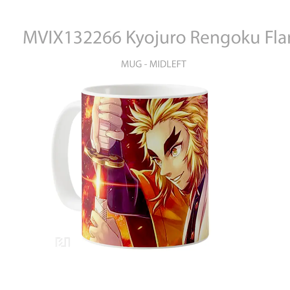 Mug Kyojuro Rengoku Flame Tiger V1 Gelas Hewan Lucu - All-side / Desain