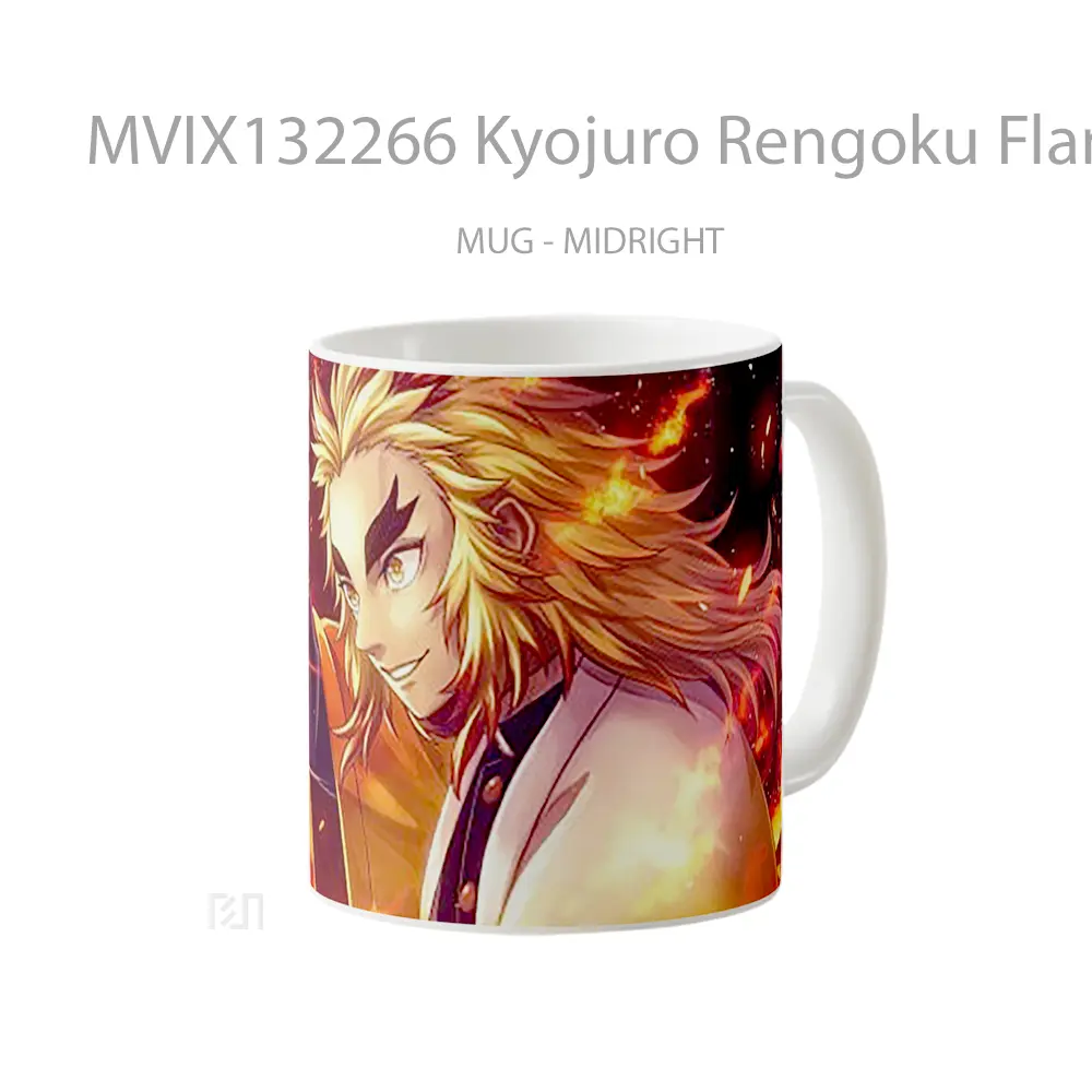 Mug Kyojuro Rengoku Flame Tiger V1 Gelas Hewan Lucu - All-side / Desain