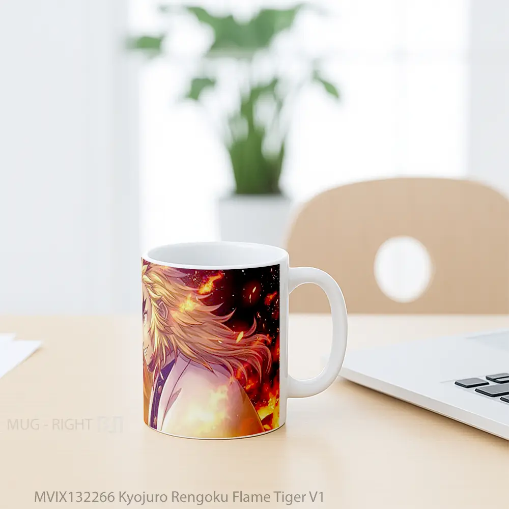 Mug Kyojuro Rengoku Flame Tiger V1 Gelas Hewan Lucu - All-side / Desain