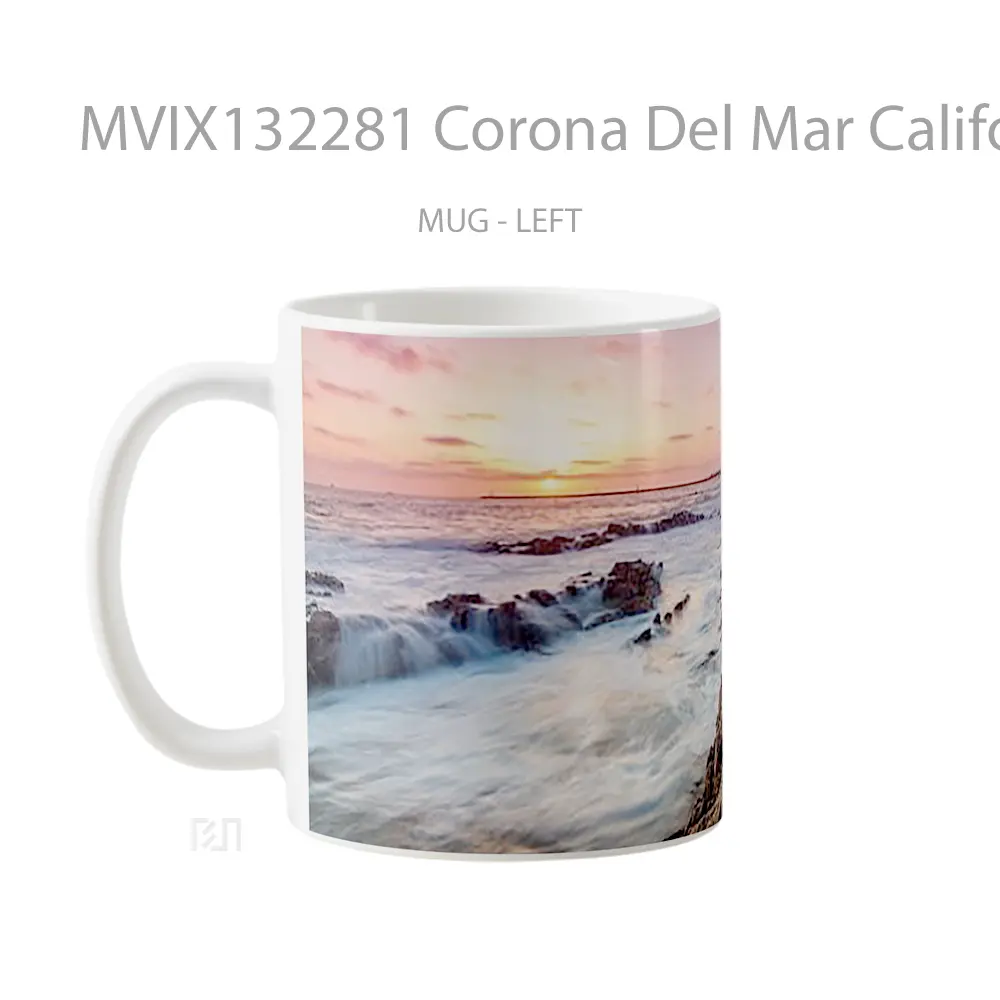 Mug Corona Del Mar California V1 Gelas Keramik Unik - All-side / Desain