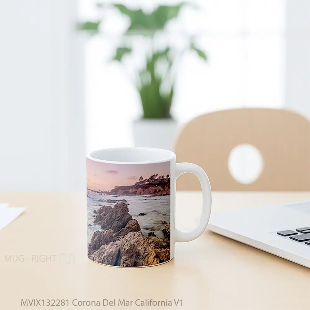 Mug Corona Del Mar California V1 Gelas Keramik Unik - All-side / Desain