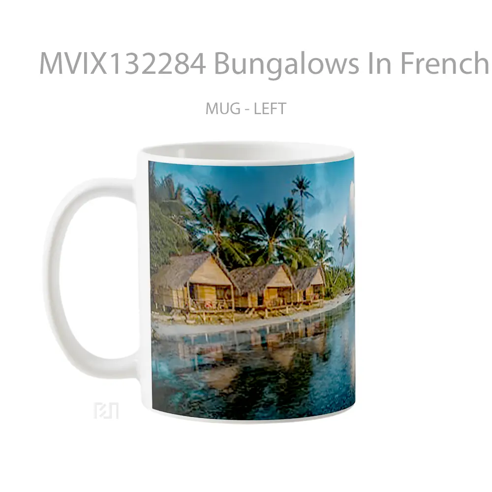 Mug Bungalows In French Polynesia Gelas Keramik Unik - All-side / Desain
