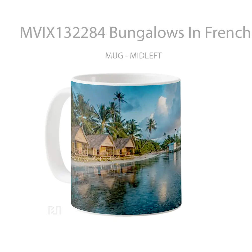 Mug Bungalows In French Polynesia Gelas Keramik Unik - All-side / Desain
