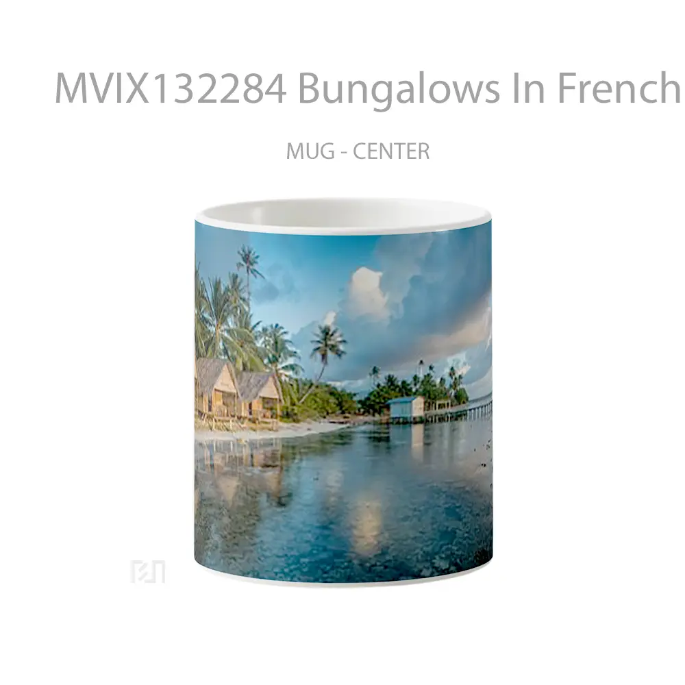 Mug Bungalows In French Polynesia Gelas Keramik Unik