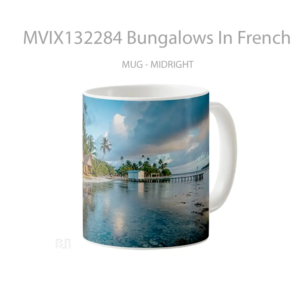 Mug Bungalows In French Polynesia Gelas Keramik Unik - All-side / Desain