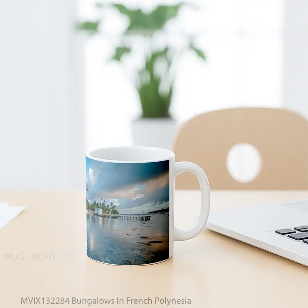 Mug Bungalows In French Polynesia Gelas Keramik Unik - All-side / Desain