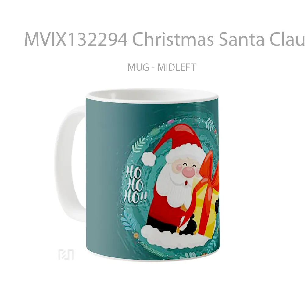 Mug Christmas Santa Claus Illustration Gelas Seni Modern - All-side / Desain