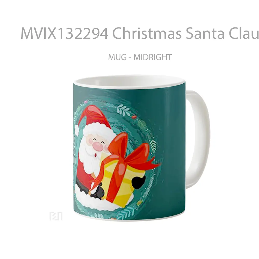 Mug Christmas Santa Claus Illustration Gelas Seni Modern - All-side / Desain