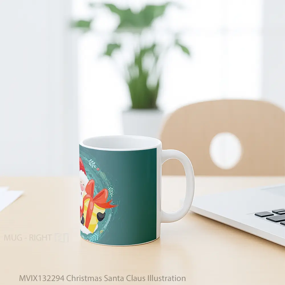 Mug Christmas Santa Claus Illustration Gelas Seni Modern - All-side / Desain