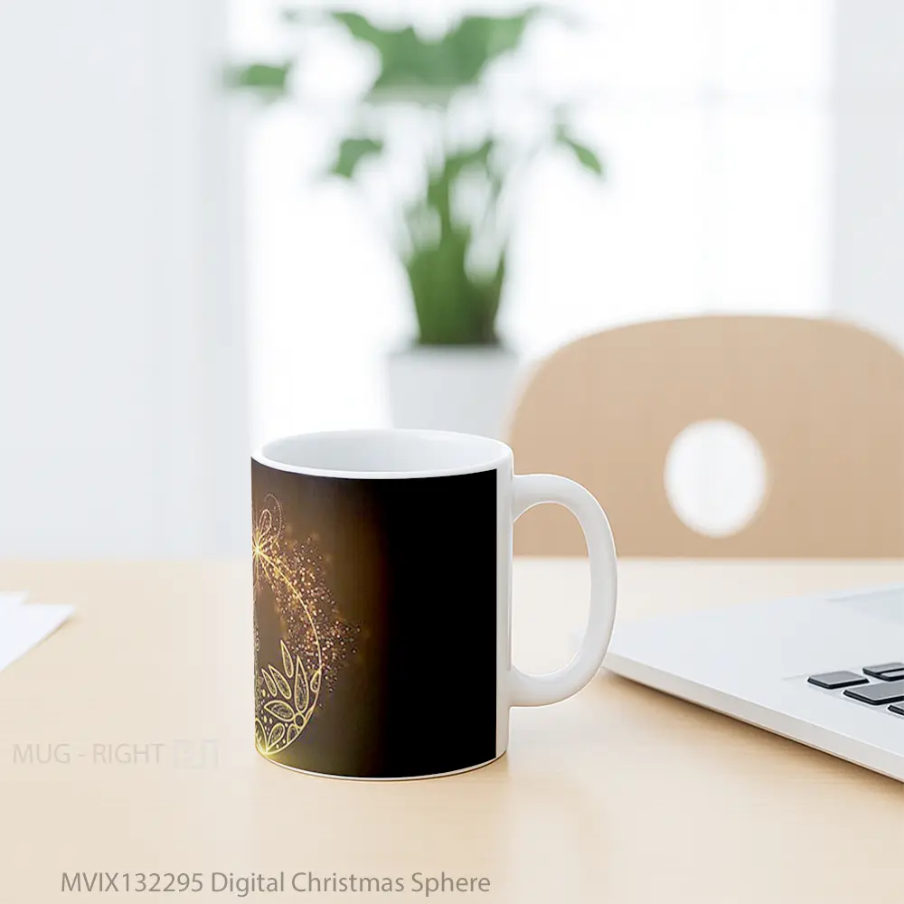 Mug Digital Christmas Sphere Gelas Keramik Unik - All-side / Desain