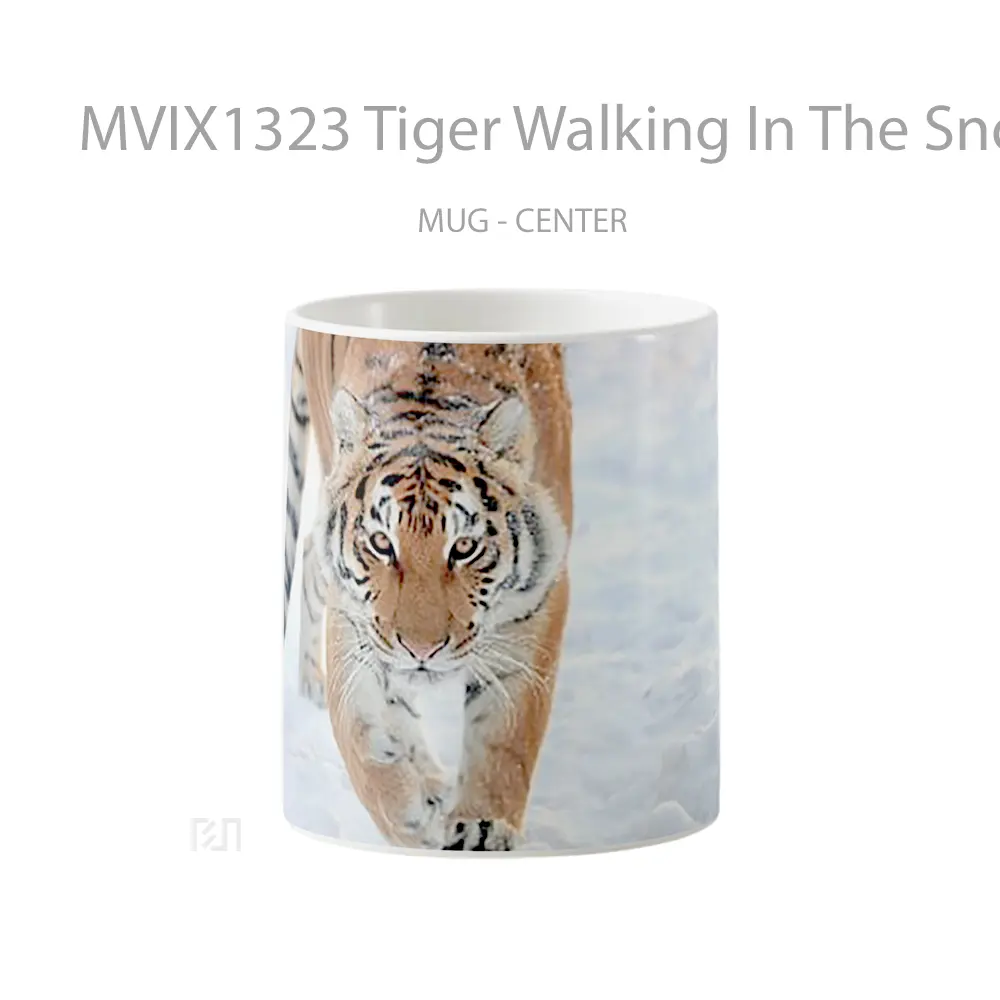 Mug Tiger Walking In The Snow Gelas Hewan Lucu