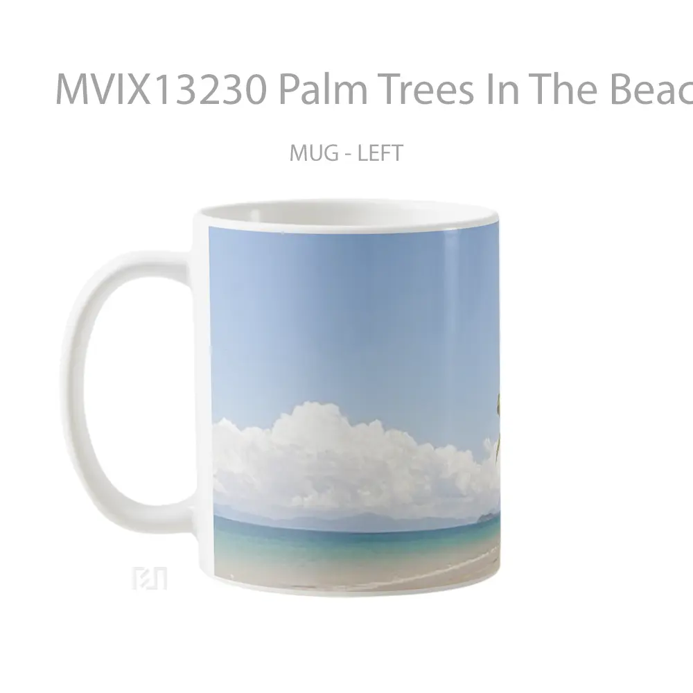 Mug Palm Trees In The Beach Gelas Pemandangan Alam - All-side / Desain