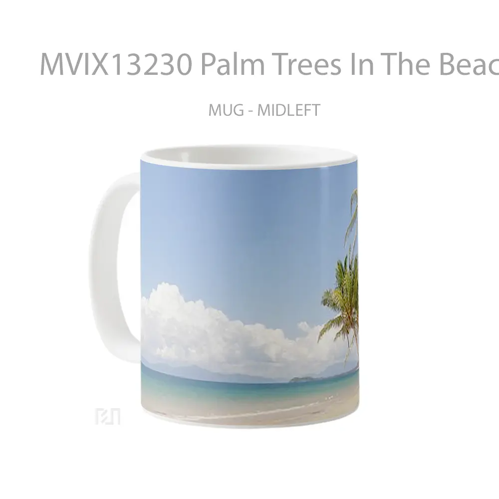 Mug Palm Trees In The Beach Gelas Pemandangan Alam - All-side / Desain