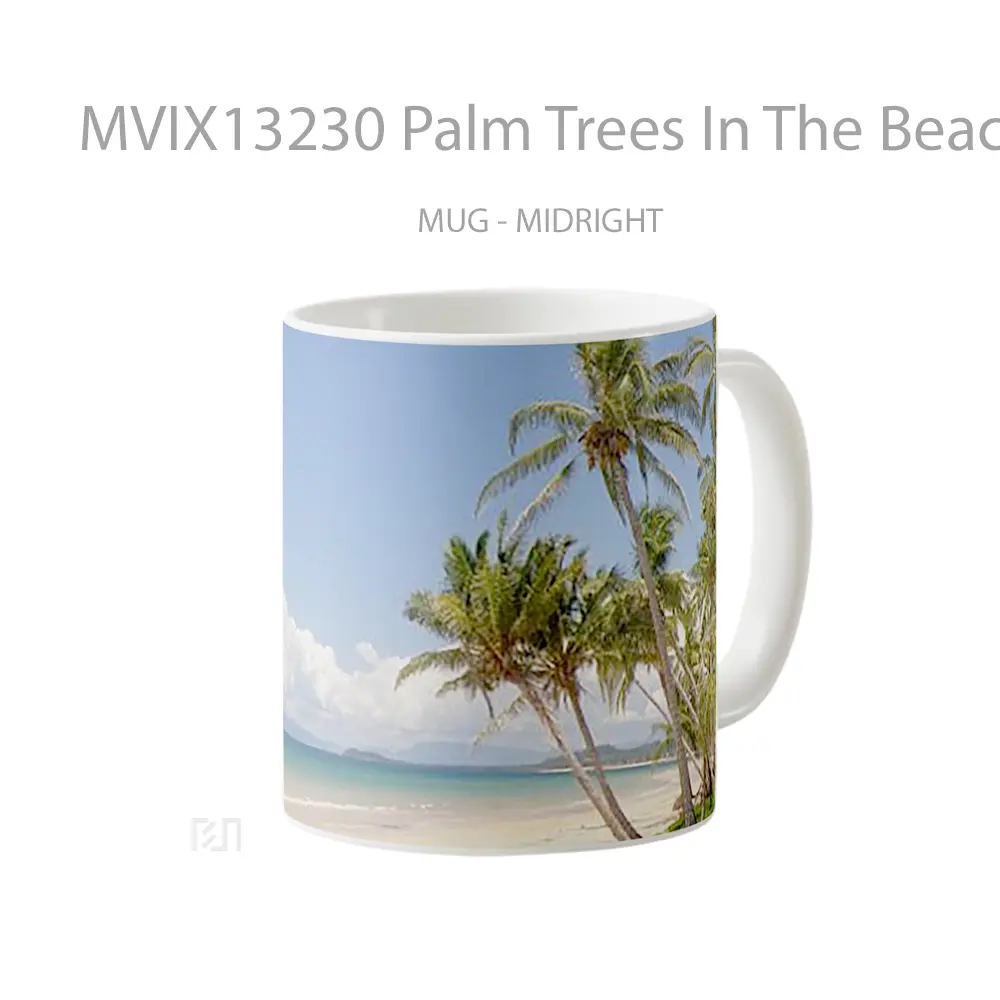 Mug Palm Trees In The Beach Gelas Pemandangan Alam - All-side / Desain