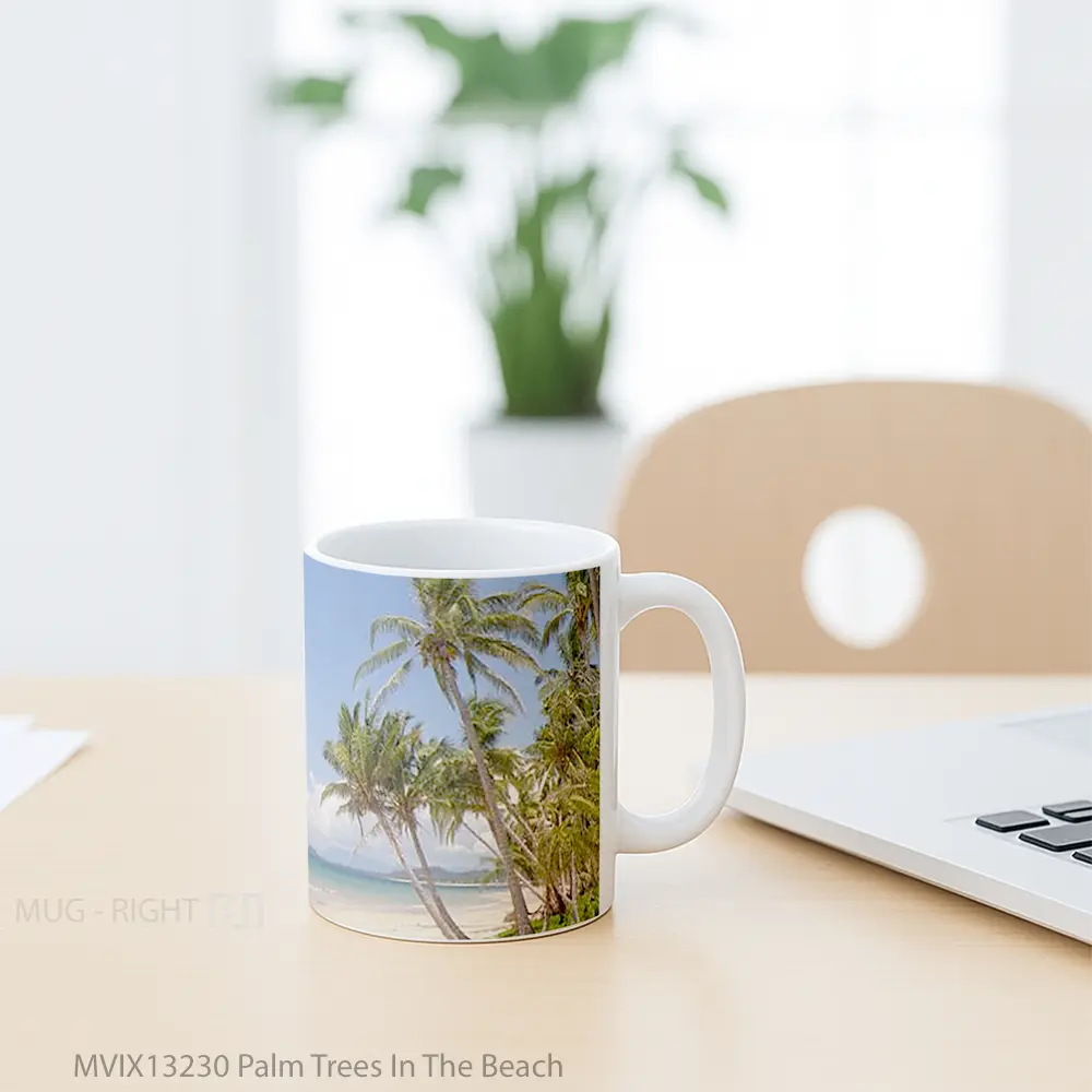 Mug Palm Trees In The Beach Gelas Pemandangan Alam - All-side / Desain
