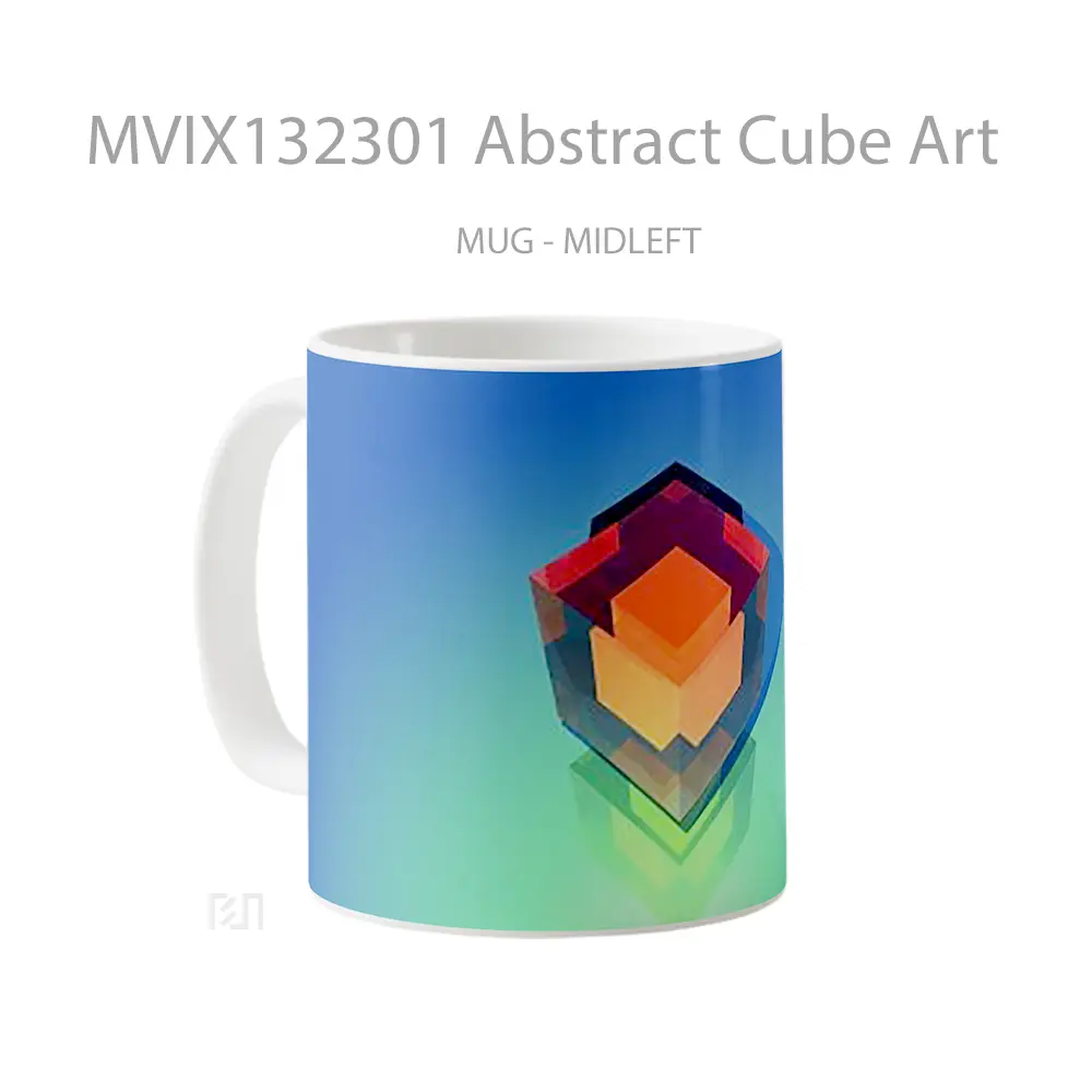 Mug Abstract Cube Art Gelas Seni Modern - All-side / Desain