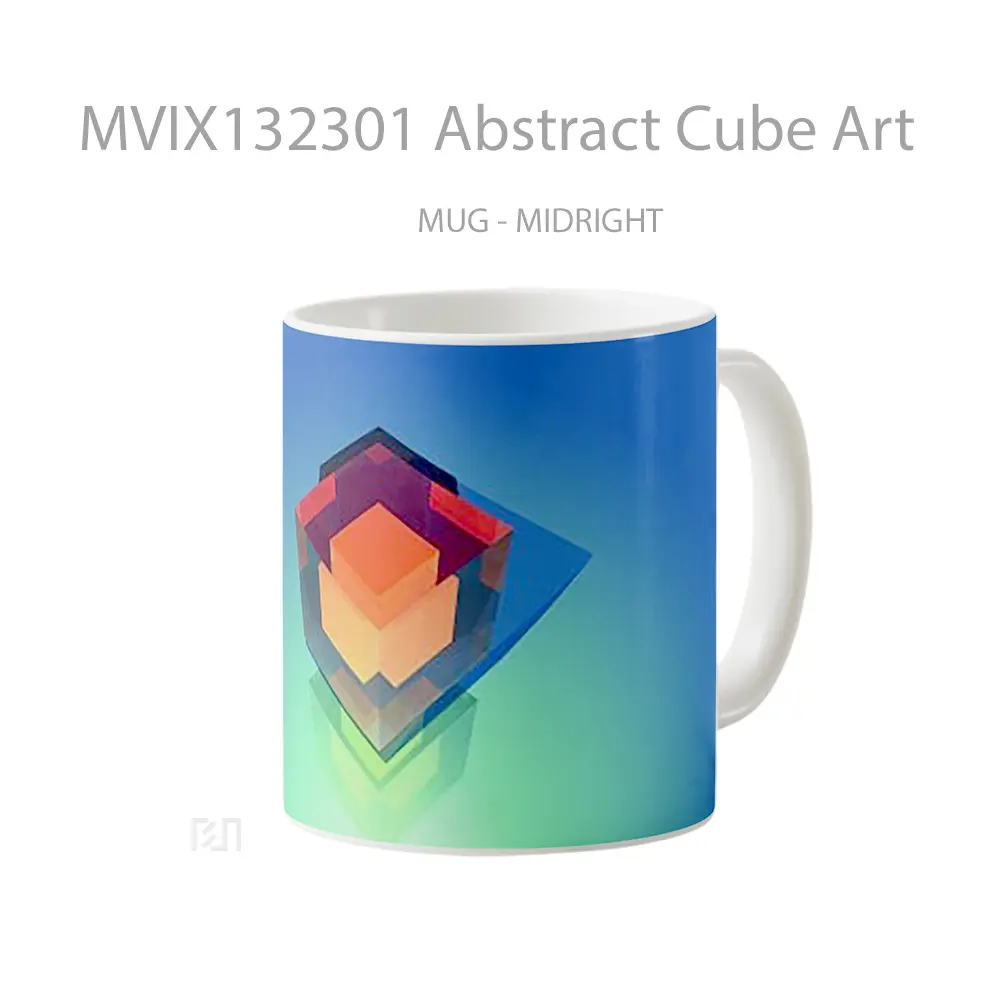 Mug Abstract Cube Art Gelas Seni Modern - All-side / Desain