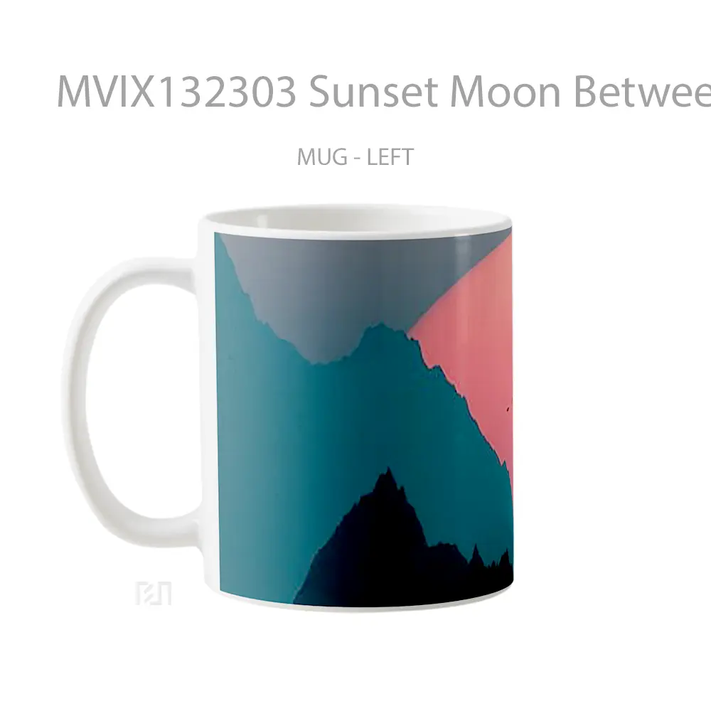 Mug Sunset Moon Between Mountains Gelas Pemandangan Alam - All-side / Desain