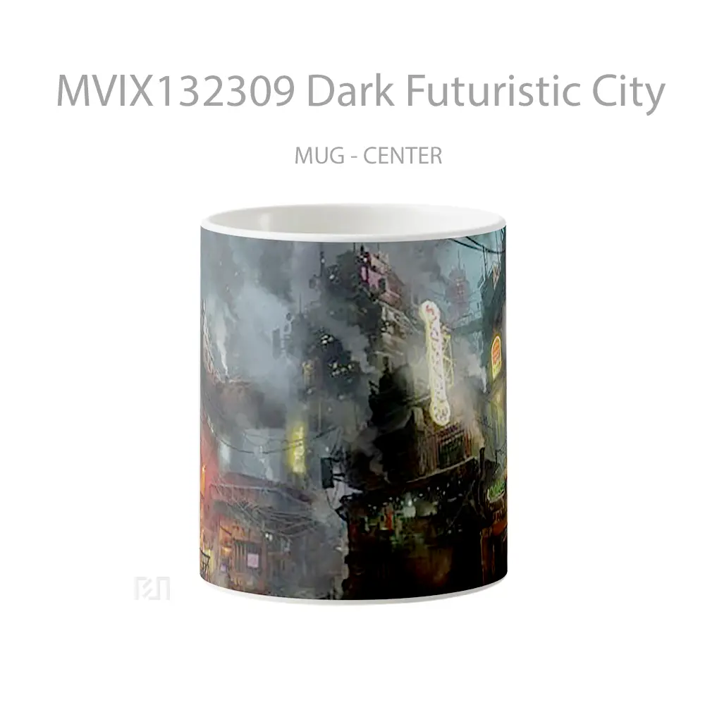 Mug Dark Futuristic City Gelas Keramik Unik