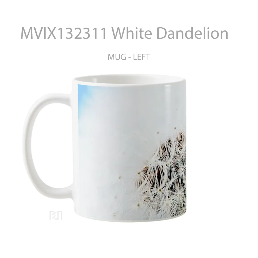 Mug White Dandelion Gelas Keramik Unik - All-side / Desain