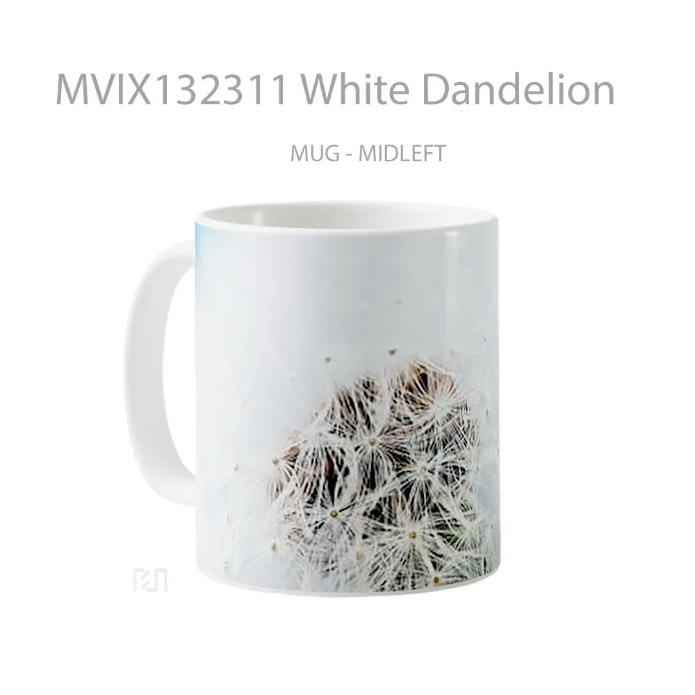 Mug White Dandelion Gelas Keramik Unik - All-side / Desain