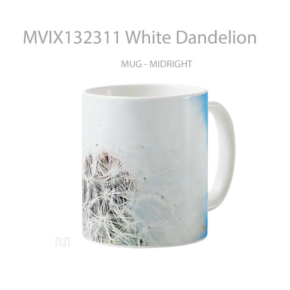 Mug White Dandelion Gelas Keramik Unik - All-side / Desain