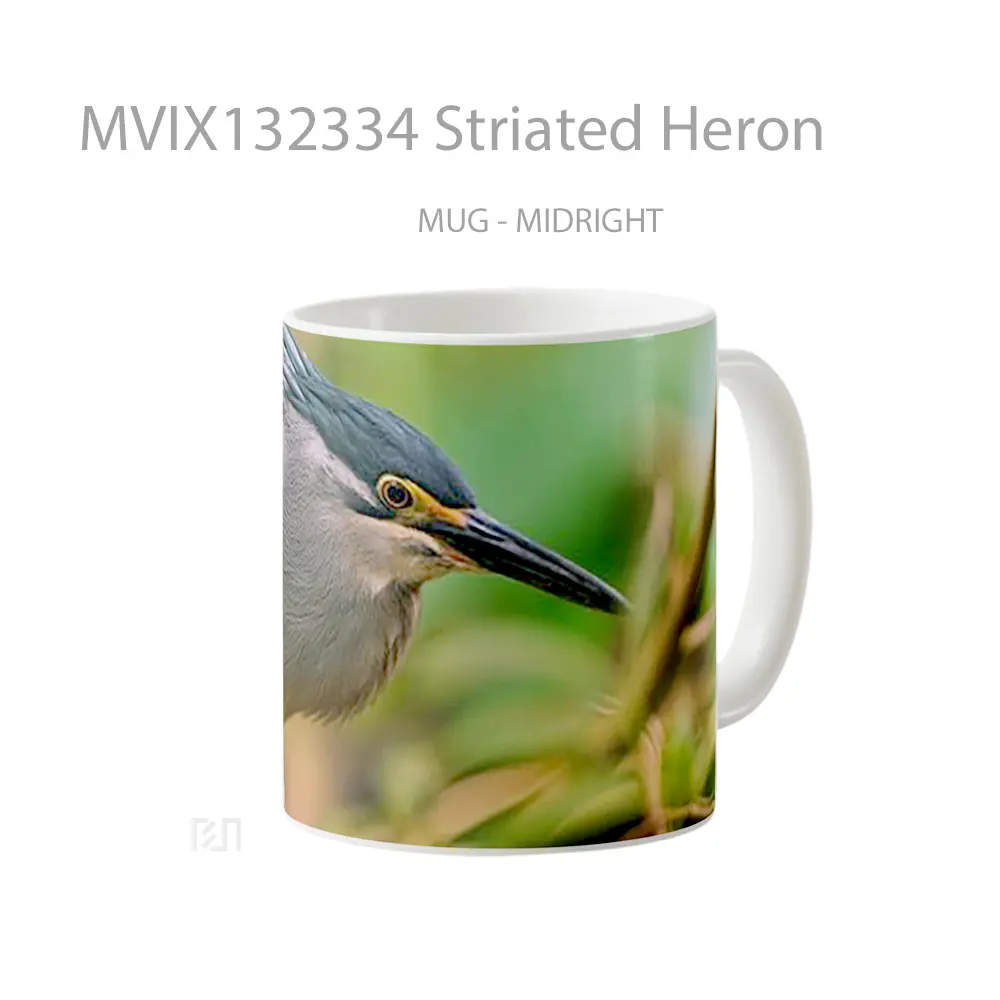 Mug Striated Heron Gelas Keramik Unik - All-side / Desain
