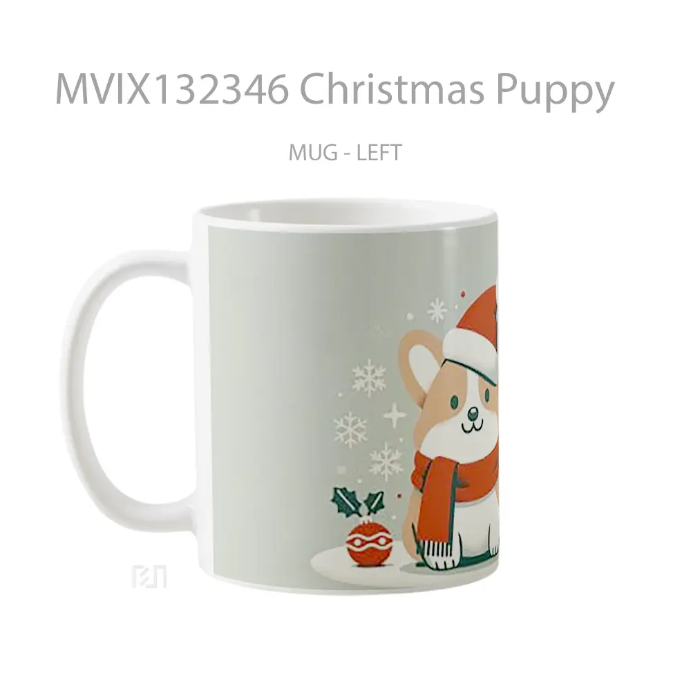 Mug Christmas Puppy Gelas Hewan Lucu - All-side / Desain