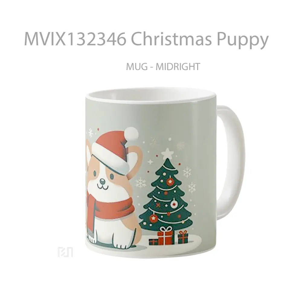 Mug Christmas Puppy Gelas Hewan Lucu - All-side / Desain