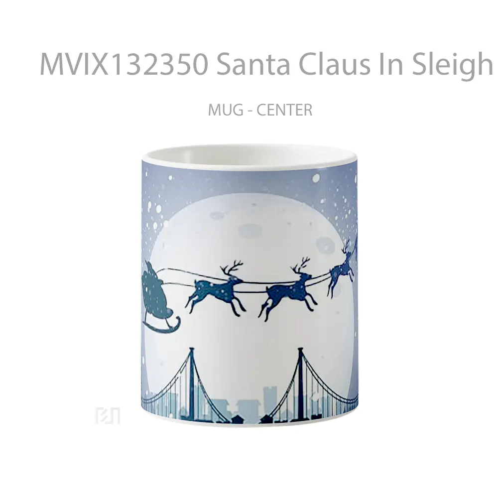 Mug Santa Claus In Sleigh With His Reindeer Gelas Hewan Lucu