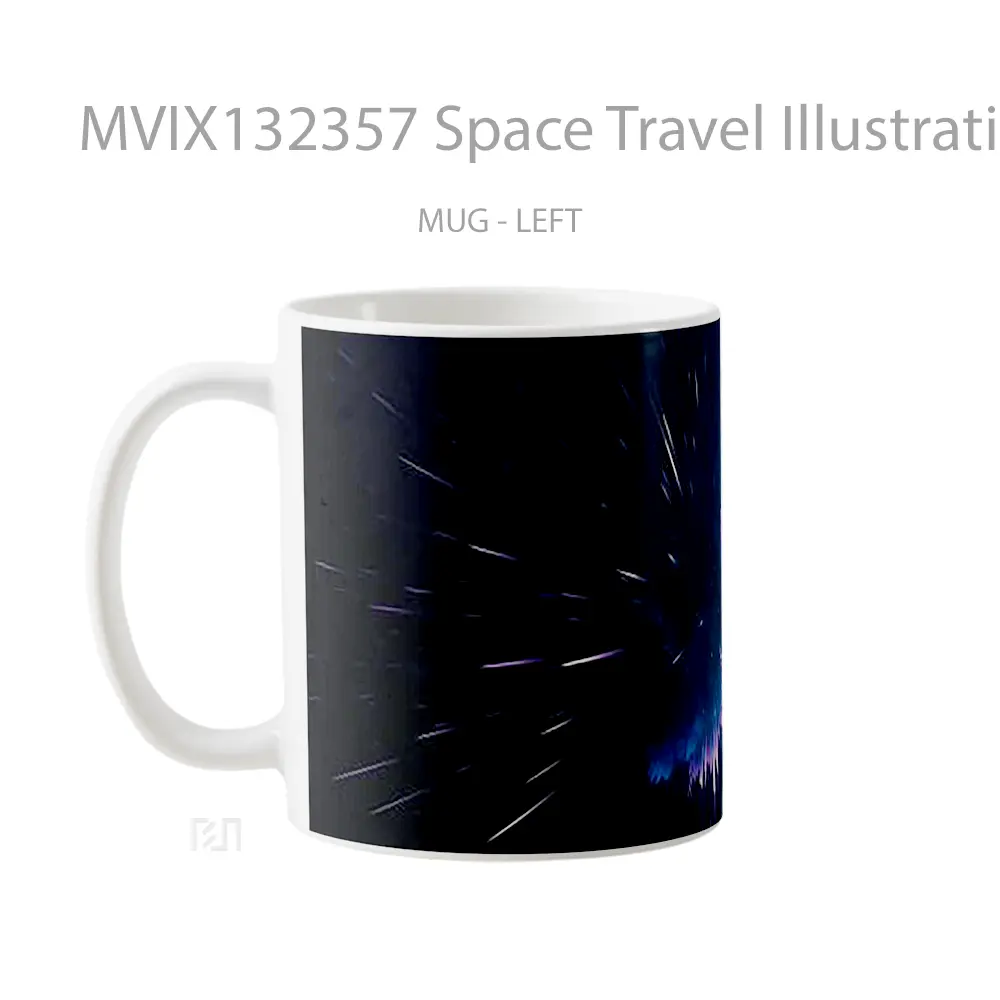 Mug Space Travel Illustration Gelas Seni Modern - All-side / Desain