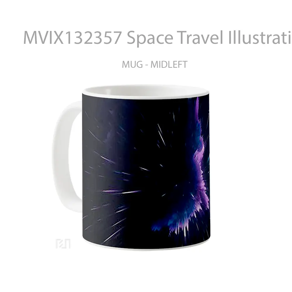 Mug Space Travel Illustration Gelas Seni Modern - All-side / Desain