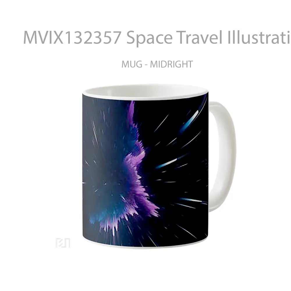 Mug Space Travel Illustration Gelas Seni Modern - All-side / Desain