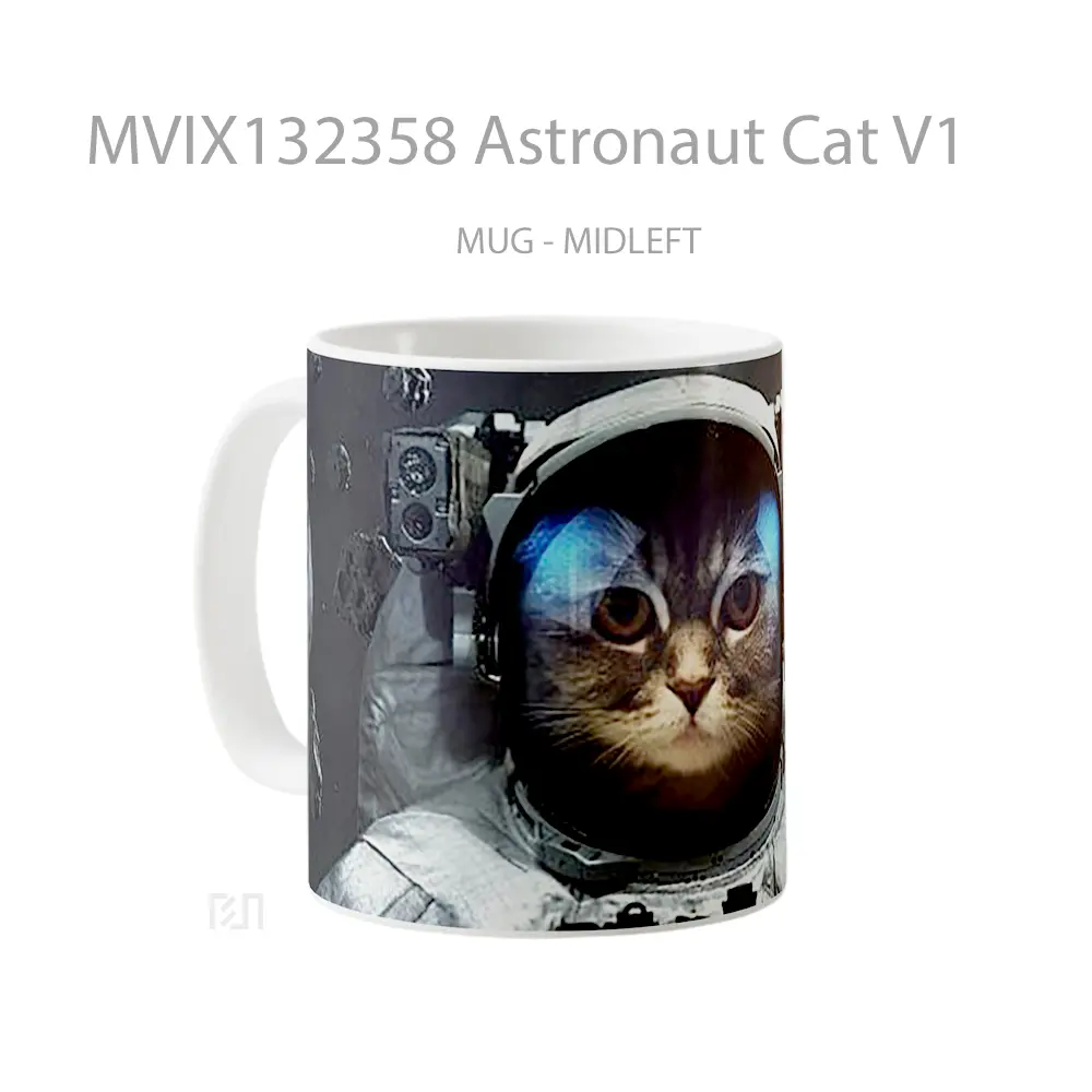 Mug Astronaut Cat V1 Gelas Hewan Lucu - All-side / Desain