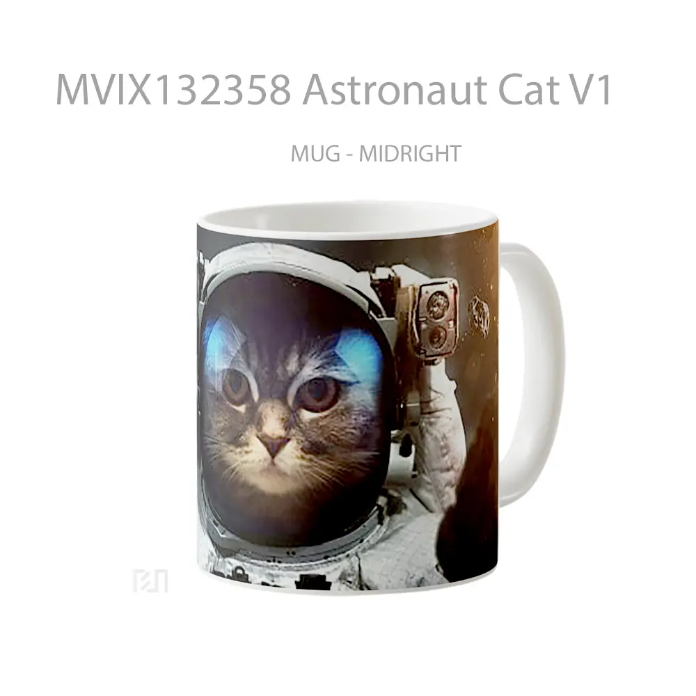 Mug Astronaut Cat V1 Gelas Hewan Lucu - All-side / Desain