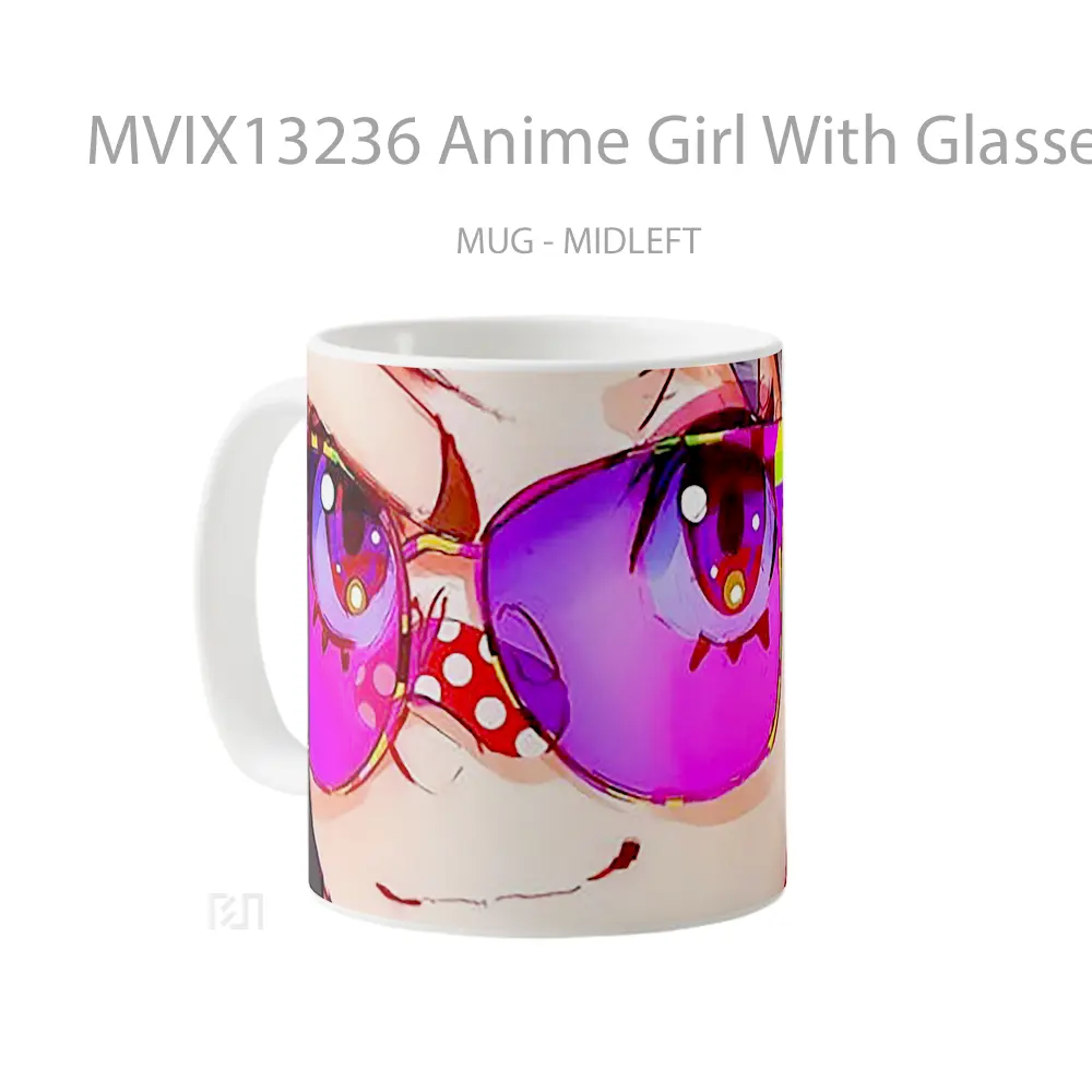 Mug Anime Girl With Glasses Cangkir Anime - All-side / Desain